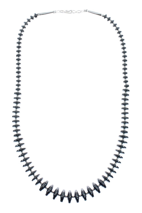 Hematite Authentic Sterling Silver Native American Bead Necklace X10646
